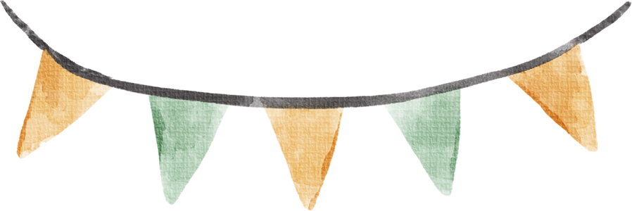 Watercolor Cute Bunting Flags